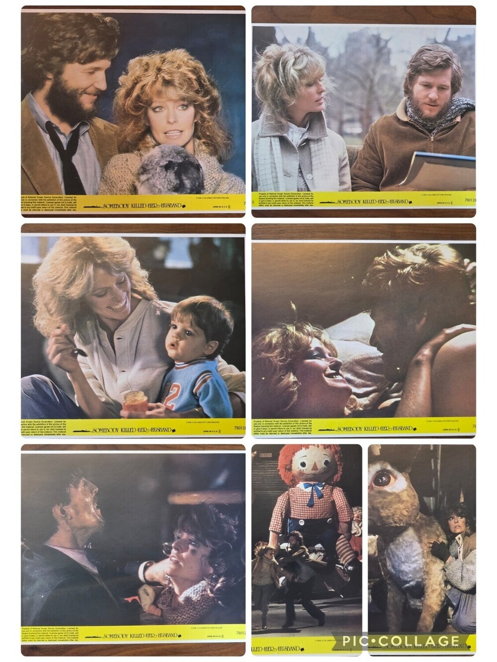 Vtg Somebody Killed Her Husband Farrah Fawcett Jeff Bridges Lobby Cards Set 7